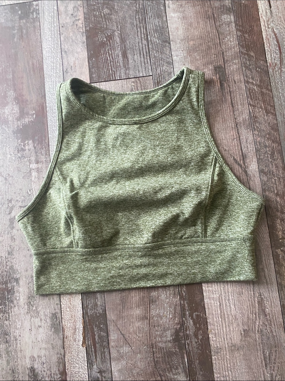 JoyLab Olive Green High-Neck Seamless Crop Sports Top
